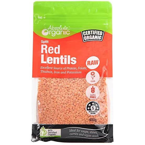 Absolute Organic Split Red Lentils (400g)